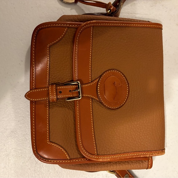 Dooney & Bourke Pebbled Leather Crossbody Saddle Bag Brown Vintage WellMade - Picture 4 of 11